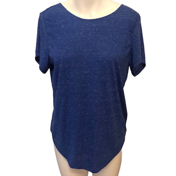 Joy Lab JoyLab Women's Pullover Short Sleeve Top M Blue Twist Open Back - Picture 1 of 5